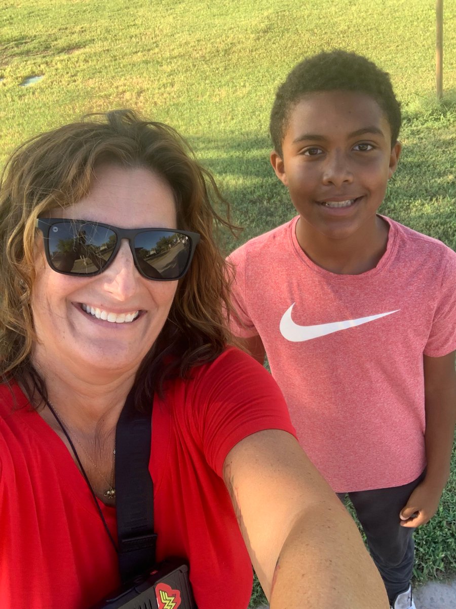 When a student wants to twin with you - you say absolutely! We agreed on school colors. Red shirts black pants and white shoes. #assistantprincipalgoals
