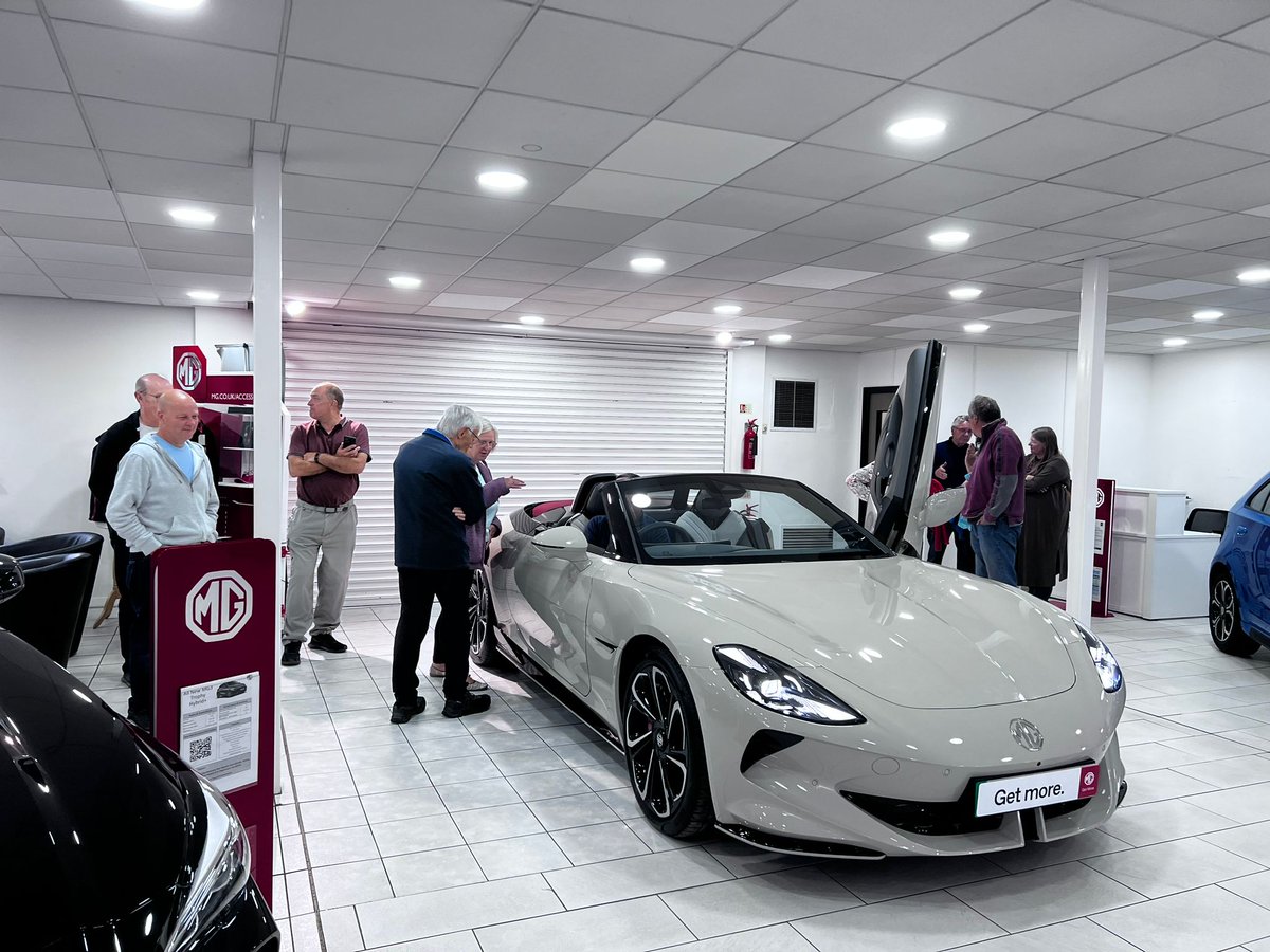 gallagherscars's tweet photo. Members of the Local West Cheshire MG Club attended a special preview of the All-New Roadster From MG at Gallaghers MG. The New MG Cyberster was on show and members showed off their Classic MG Roadsters 
#mg #Cyberster
#mgb
#mgbgt
#mgtf
#Chester 
#NorthWales https://t.co/CuXuOA1gkt