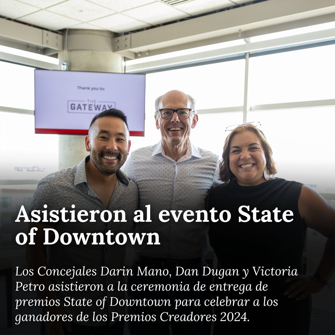 slcCouncil's tweet photo. 🏆 Council Members Darin Mano, Dan Dugan, and Victoria Petro attended the State of Downtown award ceremony celebrating the 2024 Creator Awards winners.

🏆 Los Concejales Darin Mano, Dan Dugan y Victoria Petro asistieron a la ceremonia de entrega de premios State of Downtown para celebrar a los ganadores de los Premios Creadores 2024.

@DowntownSLC