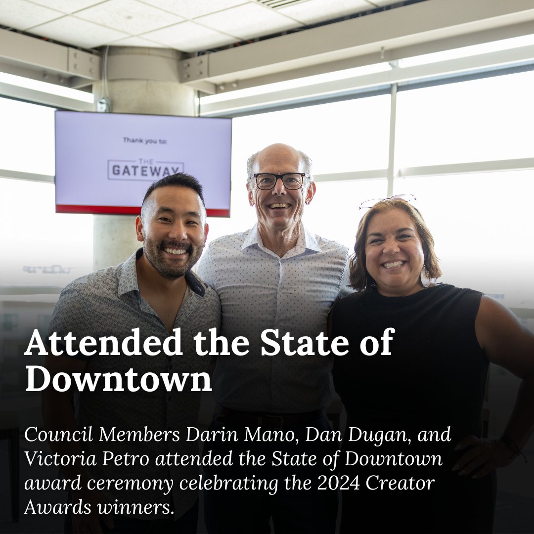 slcCouncil's tweet photo. 🏆 Council Members Darin Mano, Dan Dugan, and Victoria Petro attended the State of Downtown award ceremony celebrating the 2024 Creator Awards winners.

🏆 Los Concejales Darin Mano, Dan Dugan y Victoria Petro asistieron a la ceremonia de entrega de premios State of Downtown para celebrar a los ganadores de los Premios Creadores 2024.

@DowntownSLC