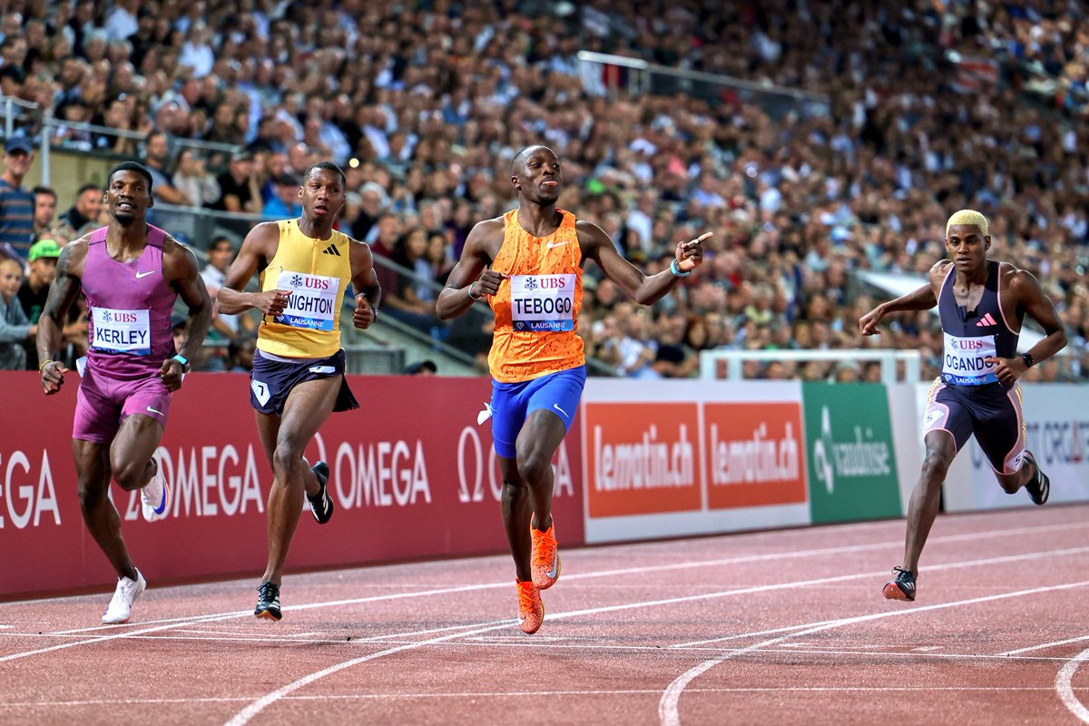 Diamond_League's tweet photo. The #Olympic champion does it again 🔥🇧🇼

Letsile Tebogo eases to victory in 19.64 in the 200m. 

#LausanneDL🇨🇭
#DiamondLeague
📷 @chiaramontesan2 https://t.co/LIoM23Ly24