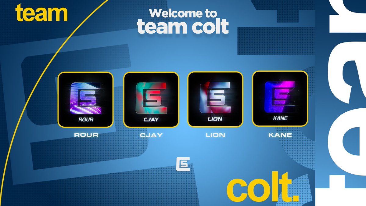 TeamColt's tweet image. Welcome the newest Colt members to the team!  

Colt Rour // @ColtRour
Colt Cjay // @cjayspins
Colt Lion // @lionsxoo
Colt Kane // @kqqne

#FearColt