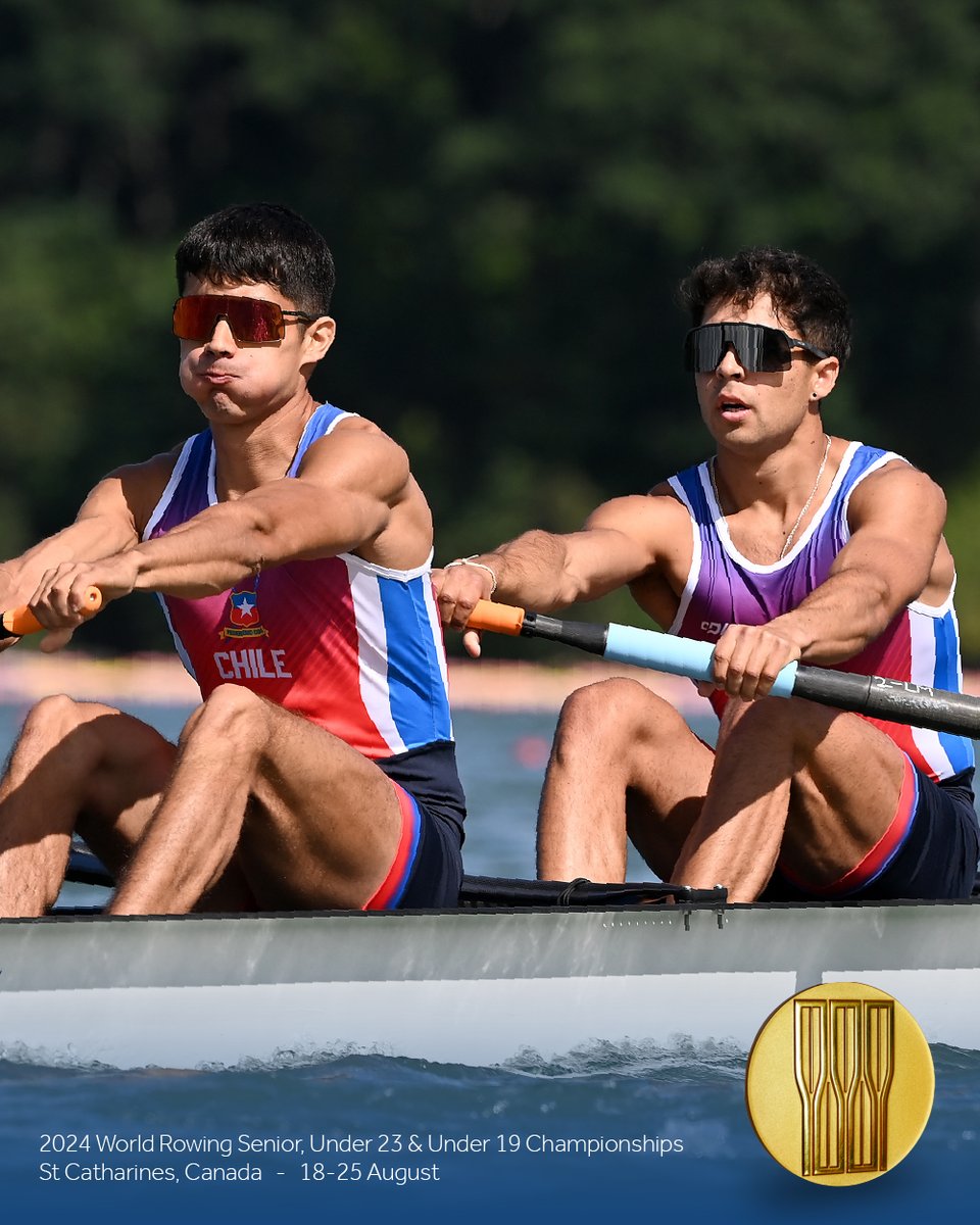WorldRowing's tweet photo. 🚩 A-FINAL : Under 23 Lightweight Men’s Pair (BLM2-) 

🥇 Manuel Fernandez Antri (b), Felipe Guerra (s), Chile 
🥈Harrison Azrak (b), George Drago (s), United States of America 

#WRCHStCatharines #WRChamps https://t.co/AcuNEQiAtN