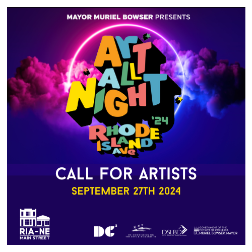 Save the date for Art All Night on Rhode Island Avenue Main Street: September 27th, 2024. 

Musical artists, performing artists, visual artists, and art vendors are all encouraged to apply by September 1. foria.wufoo.com/forms/art-all-…

 #ArtAllNight #PerformingArts #MusicalArtists