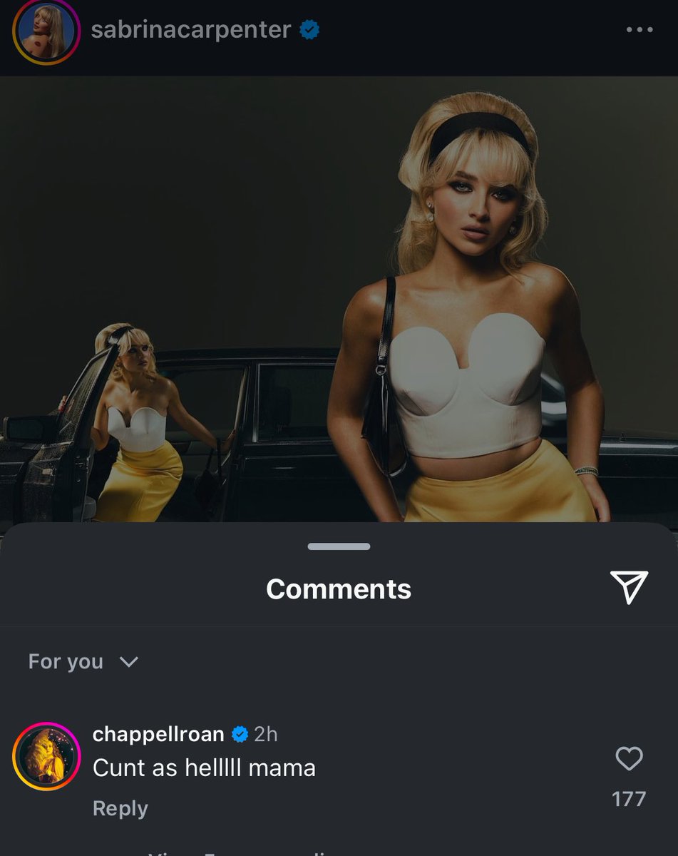 jessinomenon's tweet photo. chappell in sabrina carpenter’s comments 😭😭 https://t.co/nhr6fqgMuG