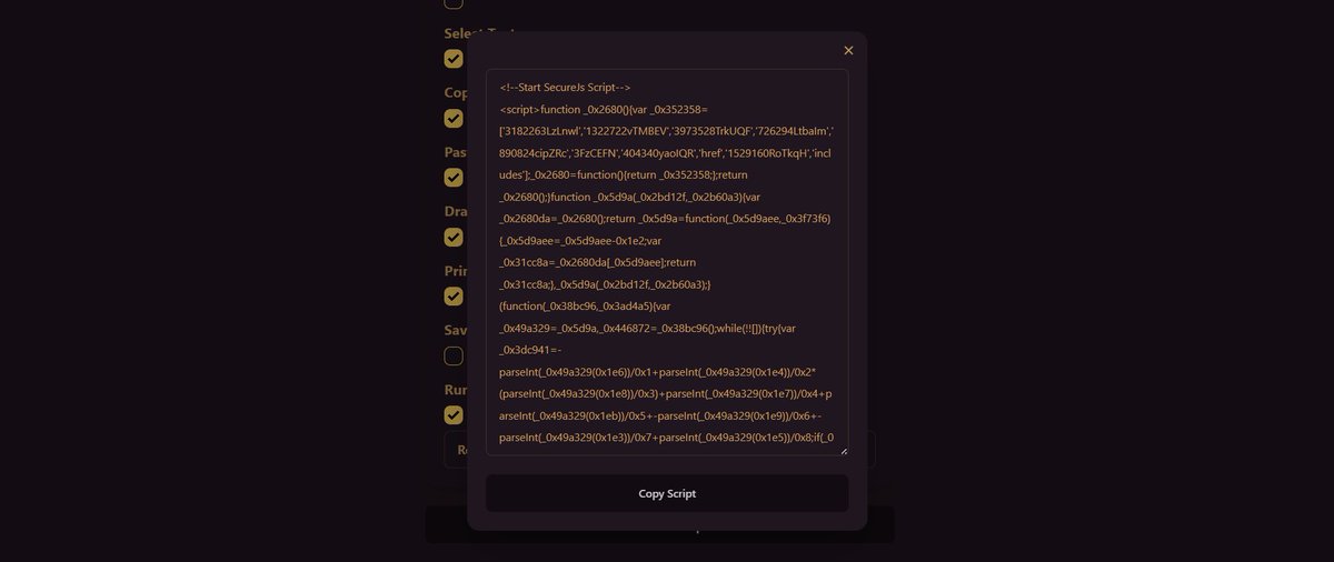 riaddev's tweet photo. Now u can add a layer of Security to your Front-End Code🔥
Set configs and generate JavaScript Code 
Is this tool what you’ve been looking for?🔐
#buildinpublic #NoCode #letsconnect #SaaS #webdeveloper #WordPress #indiehackers #lowcode #javascript #WebDevelopment #CyberSecurity https://t.co/47jh3IxcJ0