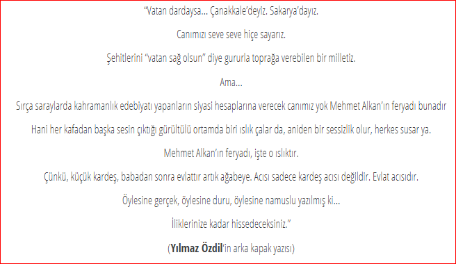 Ali'den sonra olanlar "Ali'm ve Sonrası" kitabımızda.
Bir şehit Bir çığlık Bir kardeş!
Yılmaz Özdil'in arka kapak yazısıyla. Gerçekleri görmek ve bilmek için okumak gerek!