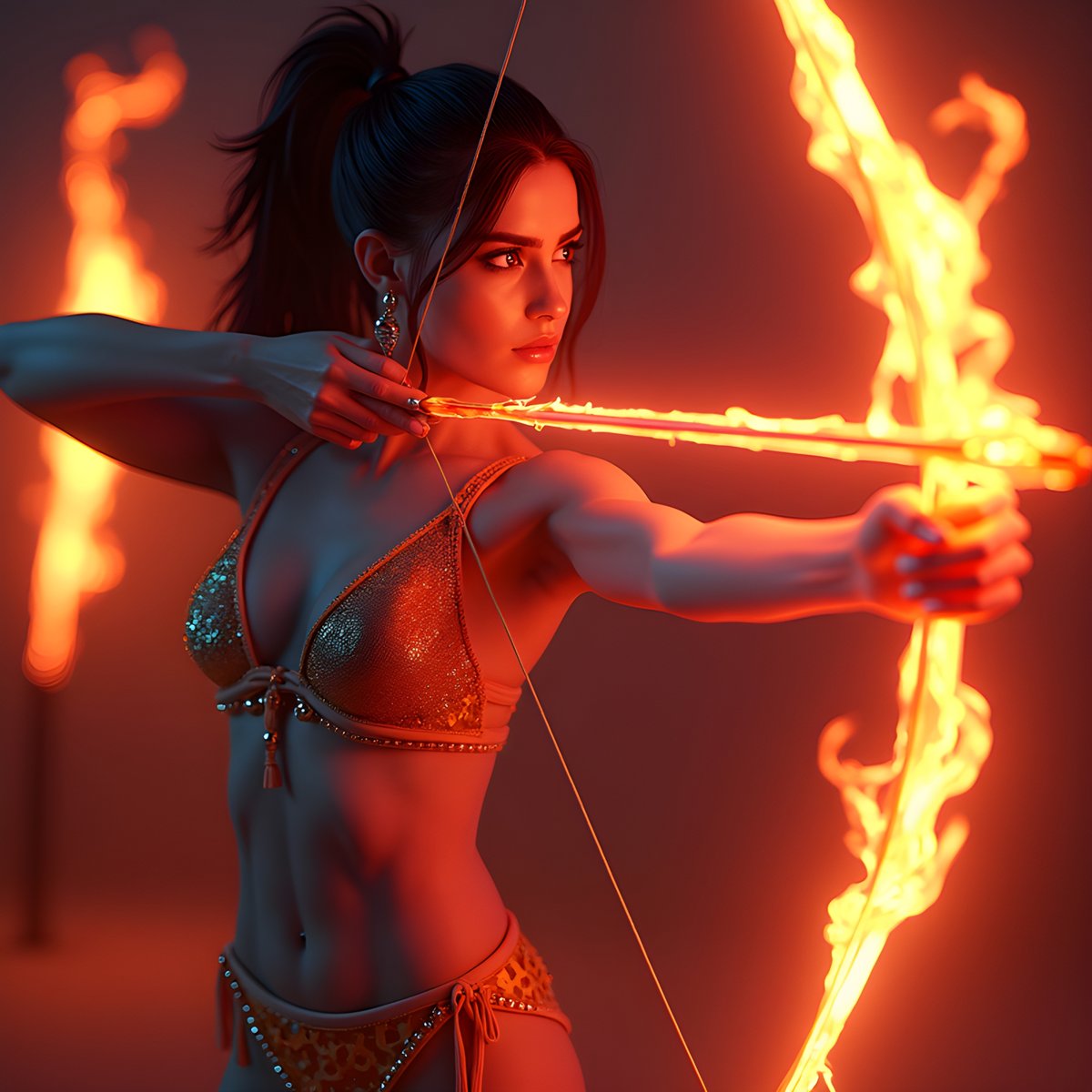 nu_vogue_art's tweet photo. Blazing Vengeance 
#AIart #AIArtwork #Friearrows #BlazingWarrior #aiartdaily #digitalart #arte #fantasy #AIgirl #gm https://t.co/rAdEavKvsw