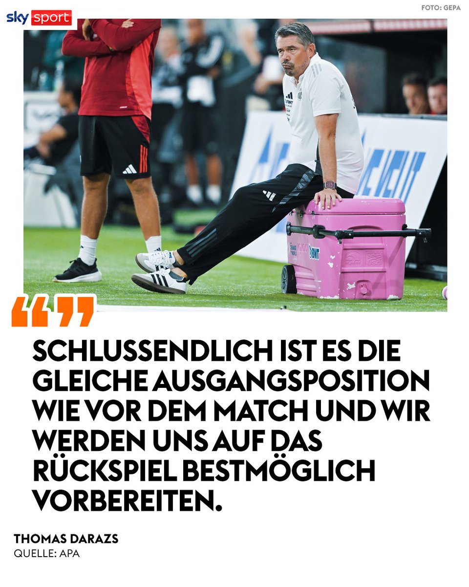 SkySportAustria's tweet photo. LASK-Trainer Thomas #Darazs über die Ausgangslage nach dem 1:1-Unentschieden im Europa-League-Playoff-Hinspiel gegen FCSB!
#SkyEL #ASKFCSB https://t.co/E0UlypDsl8