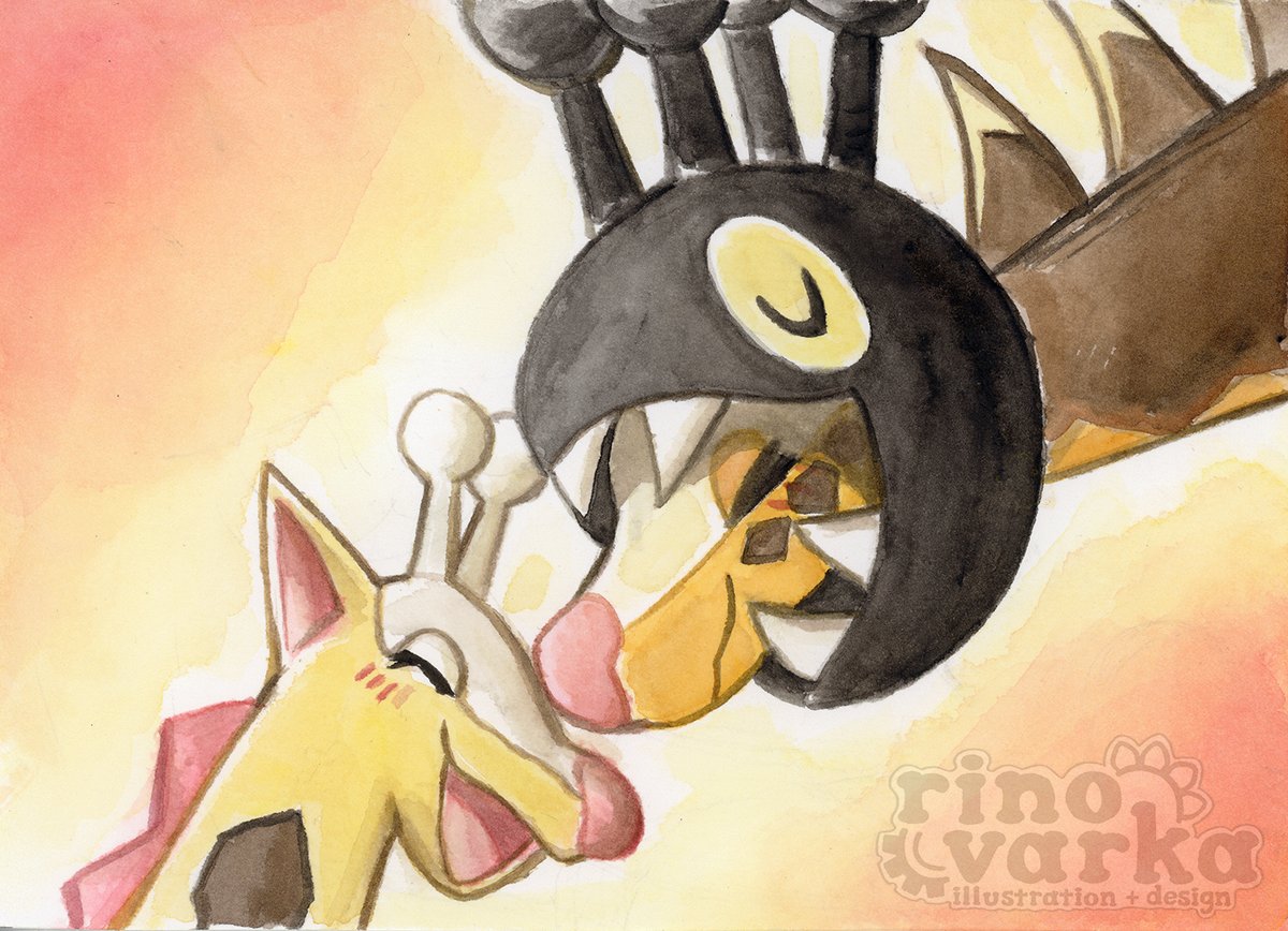 Standard giraffe with parent pic but its Girafarig and Girafarig, thee Pokemon to ever!🦒🦒🦒🦒🦒 #pokemon