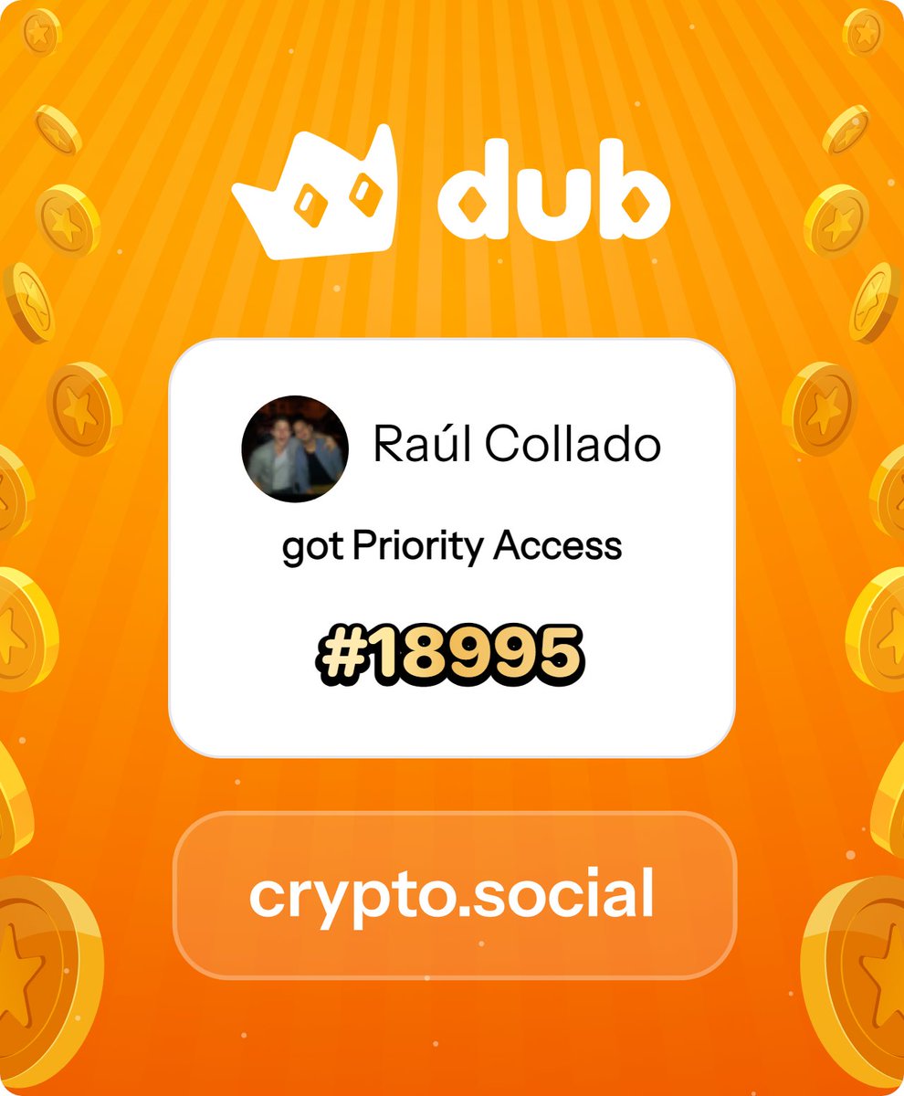 RaulCollado9's tweet photo. I just got Priority Access to Dub! Let’s make memecoins PvE again. Get in early™. https://t.co/YHhBPPmZOV https://t.co/lCPV66tBc0