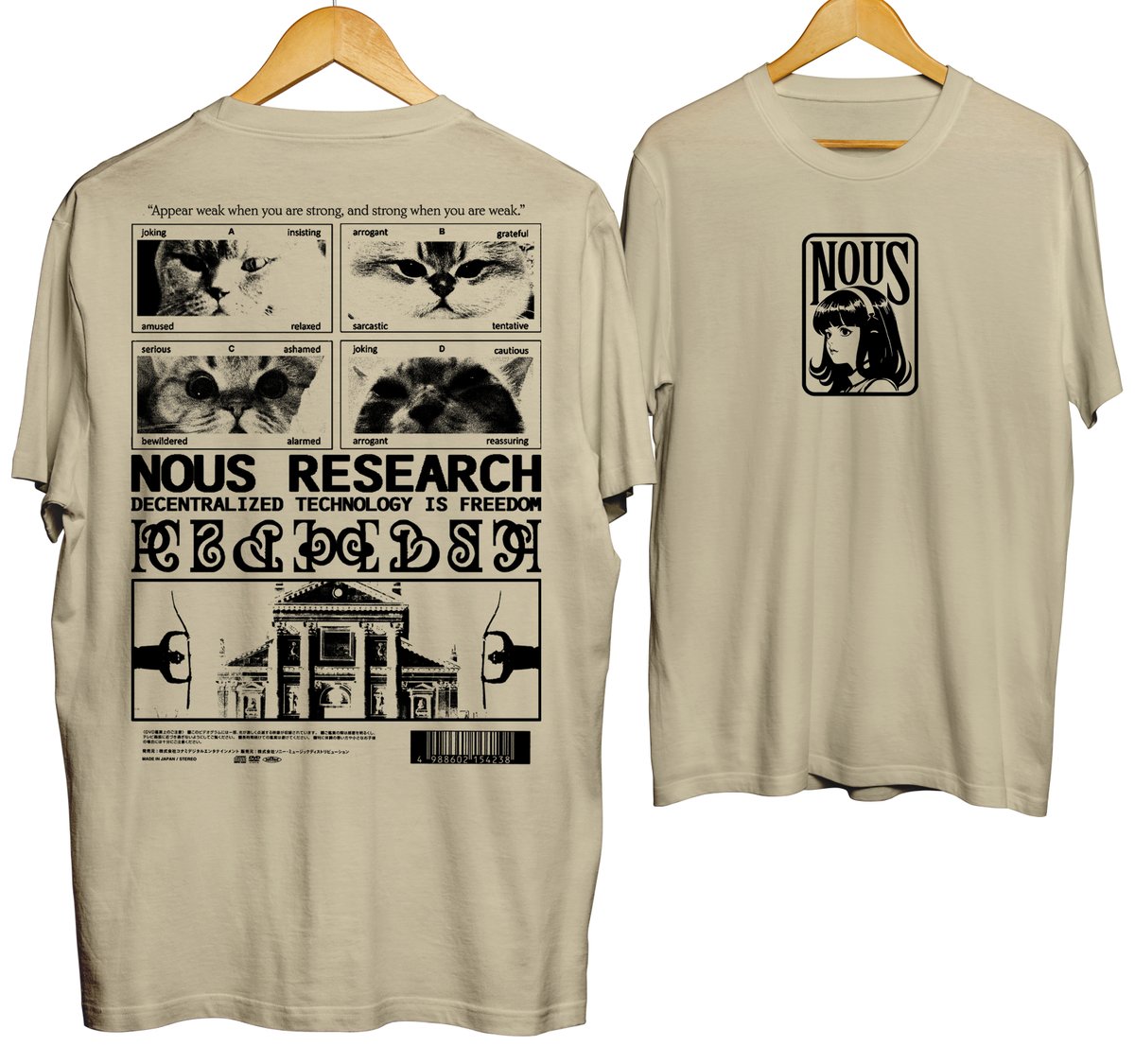 NousResearch's tweet photo. Many have asked, and now it's here: 
Official Nous Research merchandise is live.

https://t.co/3rvxx80bU7

This launch batch features some highly-requested reprints of from previous events. And you should expect even more pieces in the near future. https://t.co/bKhjgjJ2eU