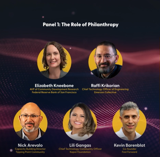 Exciting Panel Alert! 📣 This Tuesday, 8/27, 10 AM PT, catch @ffwdorg’s <a href="/barenblat/">Kevin Barenblat</a> as he discusses AI &amp; economic opportunity with <a href="/sffed/">Federal Reserve Bank of San Francisco</a>. He'll be joined by <a href="/raffi/">uɐᴉɹoʞᴉɹʞ ᴉɟɟɐɹ👨🏼‍🚀 → @raffi@mastodon.cloud</a> (<a href="/EmCollective/">Emerson Collective</a>), Nick Arevalo (<a href="/tippingpoint/">Tipping Point Community</a>), and <a href="/LilsG31/">LiliGangas (@lilsg .bsky.social & Spill)</a> (<a href="/KaporCenter/">Kapor Center</a>). Tune in here! 👉 sffed.us/4cuueDy