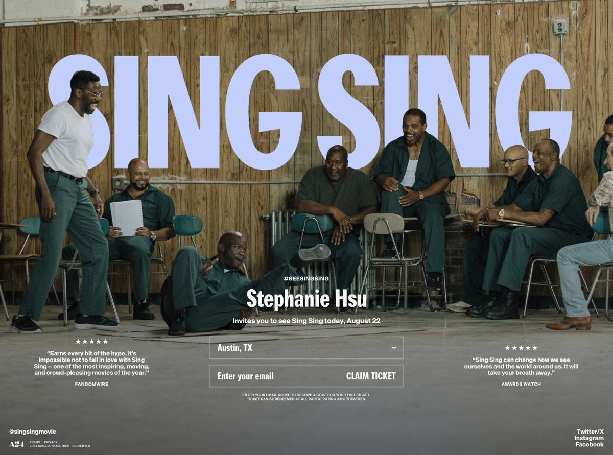 We helped launch the #SeeSingSing campaign for <a href="/A24/">A24</a> — partnering with celebs passionate about the film to give free tix to their audiences 

Built on <a href="/vercel/">Vercel</a> to handle traffic surges, and <a href="/klaviyo/">Klaviyo</a> to distribute coupon codes for participating theaters.

see.singsing.movie