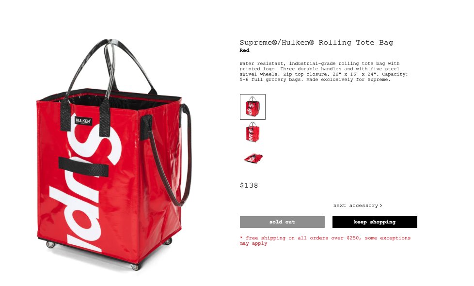 supreme HULKEN rolling tote キャスターシュプリーム Supreme x