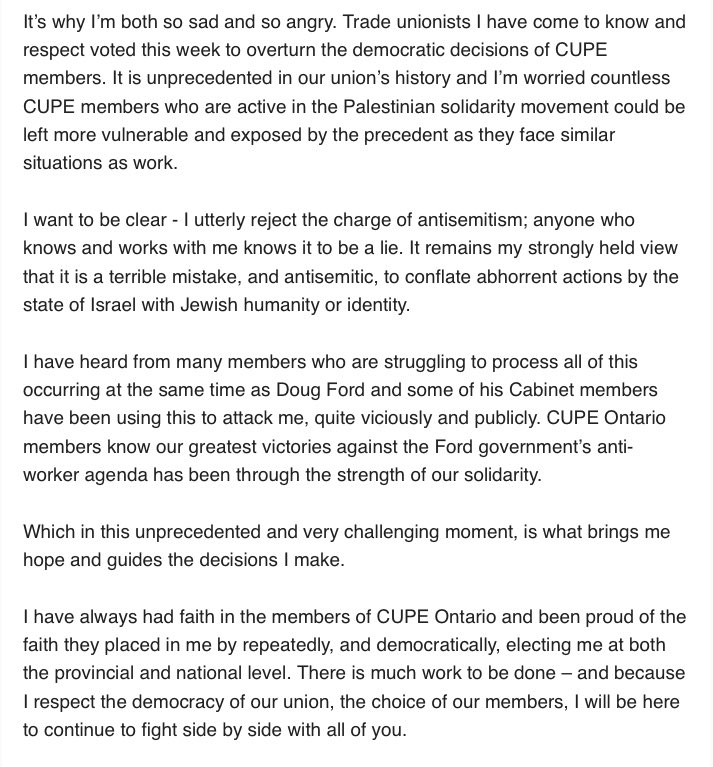 Here is CUPE Ontario president Fred Hahn’s full statement to members #onpoli