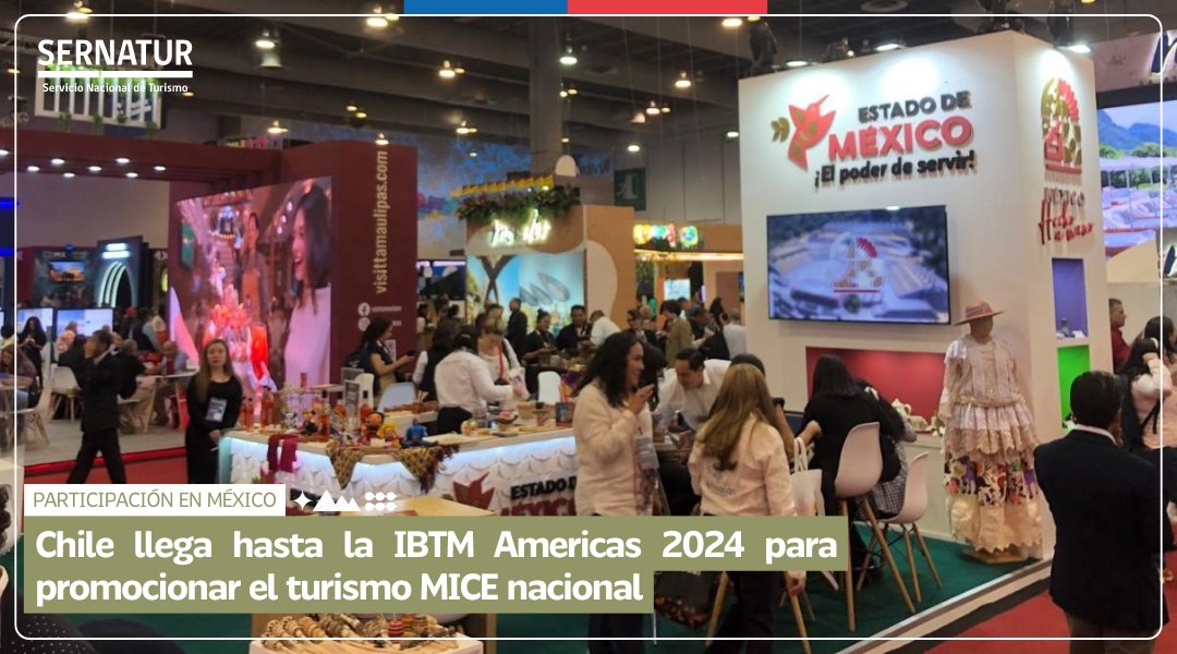 Nuestro país está teniendo una notable aparición en la décimo quinta edición de #IBTMAmericas 🇲🇽, que es el punto de encuentro de organizadores de eventos y proveedores líderes de las Américas.
🔗 Entérate de más en esta nota: sernatur.cl/chile-llega-ha….