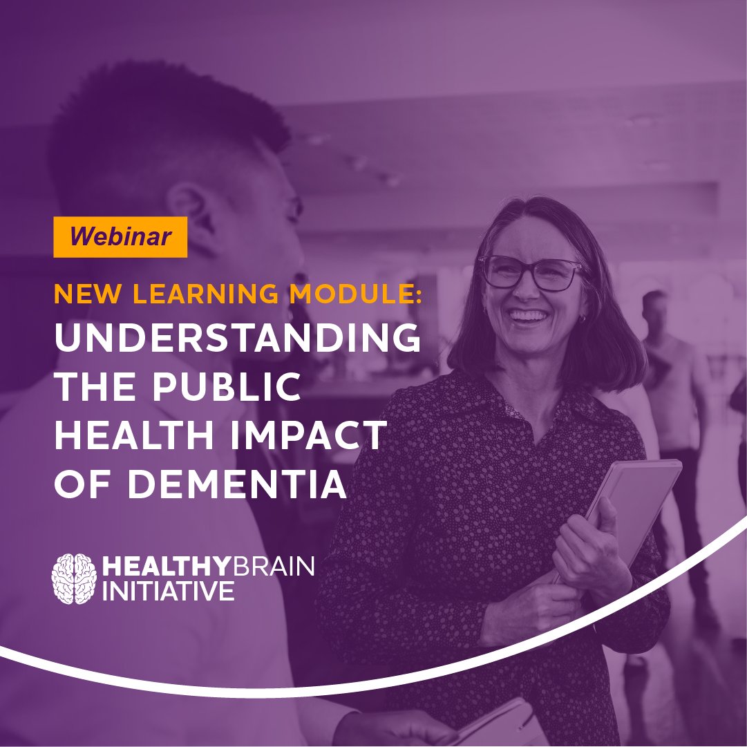alzassociation's tweet image. Join the Alzheimer’s Association’s Healthy Brain Initiative for a webinar launching the new, free, interactive learning module, "Public Health and Dementia — Part 1: Understanding the Public Health Impact of Dementia."

📅 September 5, 2024 
⏲️ 3-4 p.m ET
🔗 Register today:…