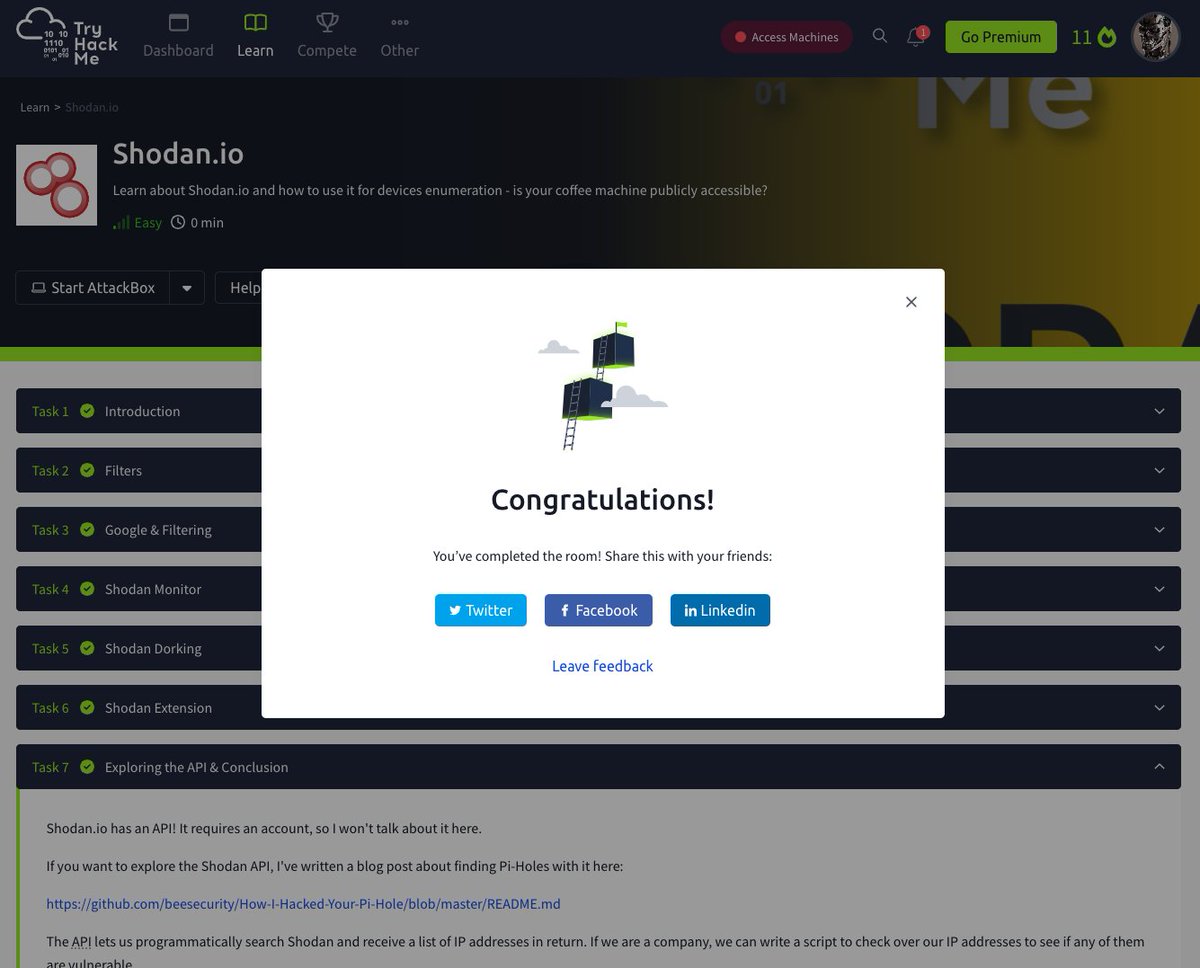proxium's tweet photo. Day 20 of #30DaysofKaizenChallenge 

Just discovered the power of https://t.co/CVY9Uc3V1S It's like Google for all the devices connected to the internet: routers, webcams... 🚨With great power comes great responsibility!

@allenharper
@tryhackme
#LearnInPublic
#EthicalHacking https://t.co/LXfvPZfozg