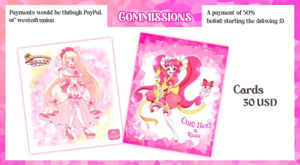 Liny_u3u's tweet image. 💫✨COMMISSIONS OPEN✨💫
( Agregue algo extra xd)

Los pagos serían a través de PayPal o dolarapp

El pedido se les entregará por Gmail al finalizar :D ☝️🩷
#precure #precurefanseries #precureart #precureoc #commissions #anime #art #プリキュア
