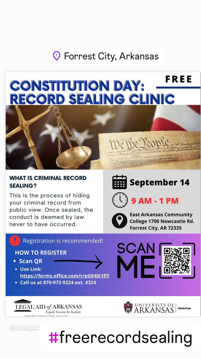Join us for a FREE Record sealing clinic on September 14th!