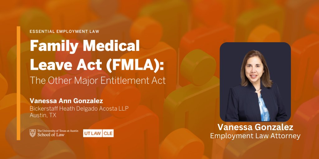 Employment attorney Vanessa Gonzalez will present during @UTLawCLE's Essential Employment Law course, a live webcast providing insight and updates on FMLA, policy drafting, documentation, and more. 

Program details: utcle.org/conferences/EE…