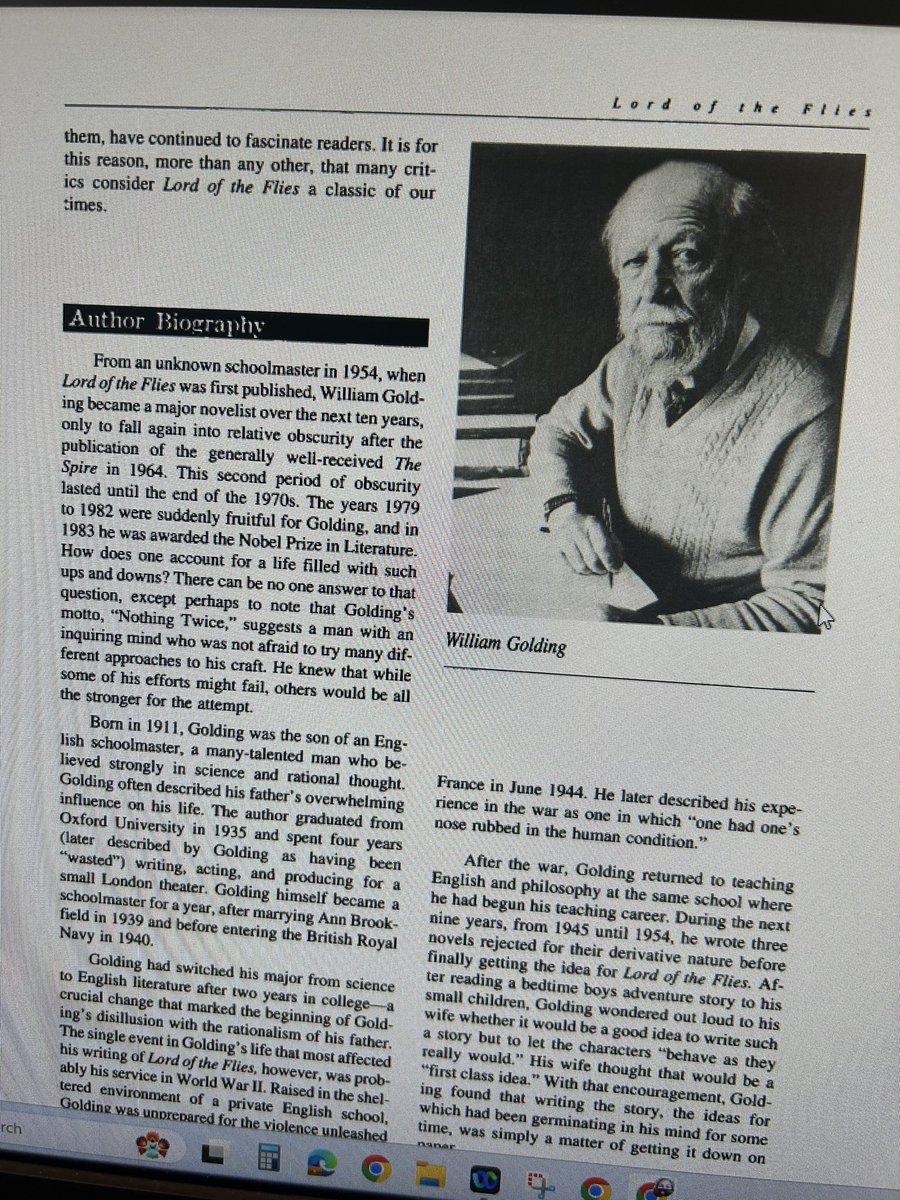 Used our access to our Gale database and found great supplemental materials on Lord of the Flies for a teacher to use with his class. The class will have the book in hand, the audiobook, and supplemental materials! It’s a trifecta for reading a novel.