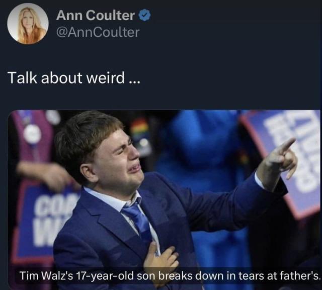 Nathan24096's tweet photo. @AnnCoulter YOU ARE DISGUSTING YOU WENT AFTER A 17 year old with a disability. You are such a disgusting piece of crap. This got saved before you took it down. YOU and your NASTY MAGA CULT STAY AWAY FROM GUS. #GusWalz #ProtectGus #AnnCoulterIsNasty https://t.co/BkJZ1I9CJc
