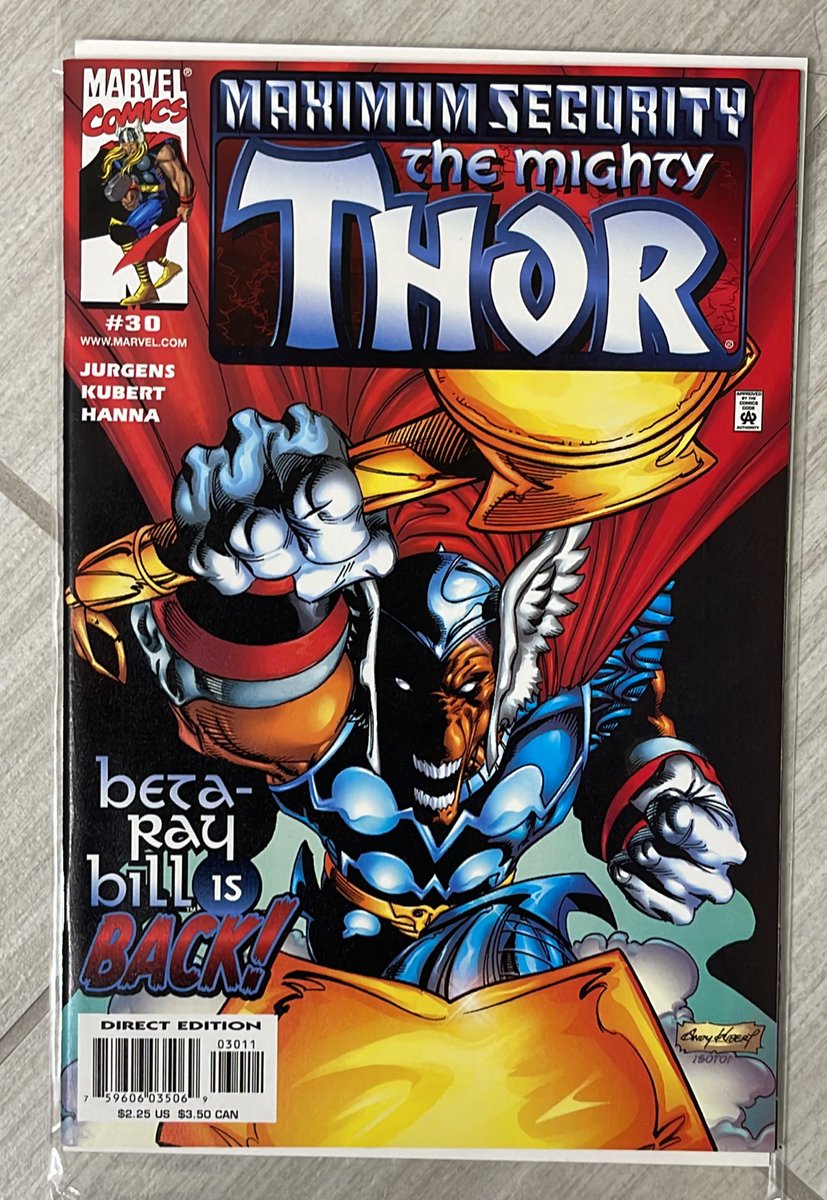 rholmes0520's tweet image. It’s time for todays ‘Maximum Security’ event tie in issue! Beta Ray Bill is back! It’s The Mighty Thor #30! By Dan Jurgens, Andy Kubert, Scott Hanna, and Greg Wright. There’s one small mention of the event. That’s it… #MaximumSecurity #Thor #MarvelComics #comics