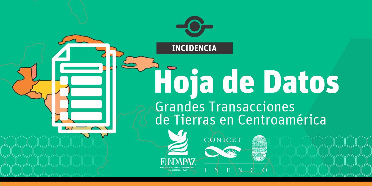 #incidencia
#hojadedatos

En Centroamérica  (Belice, Costa Rica, El Salvador, Guatemala, Honduras, Nicaragua y Panamá)  en el período 2000-2020 hay registrados 56 grandes transacciones de tierra (GTT) que involucran un área total de 527.068 ha.

 Aquí👉landmatrix-lac.org/incidencia/gra…