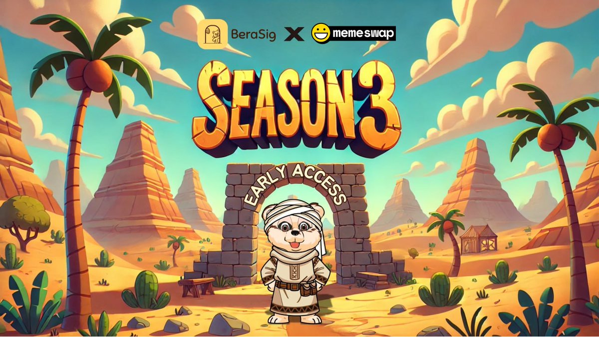 memeswapfi's tweet photo. Our frens @BeraSigHub dropping Season 3 on @berachain with sick new features and guess what? They are offering 30 early access spots for us!

Don’t miss this gamified experience to dive into the bera ecosystem.

Tasks:
▫️ Follow : @BeraSigHub & @memeswapfi 
▫️ Like and RT this tweet
▫️ Tag 3 frens