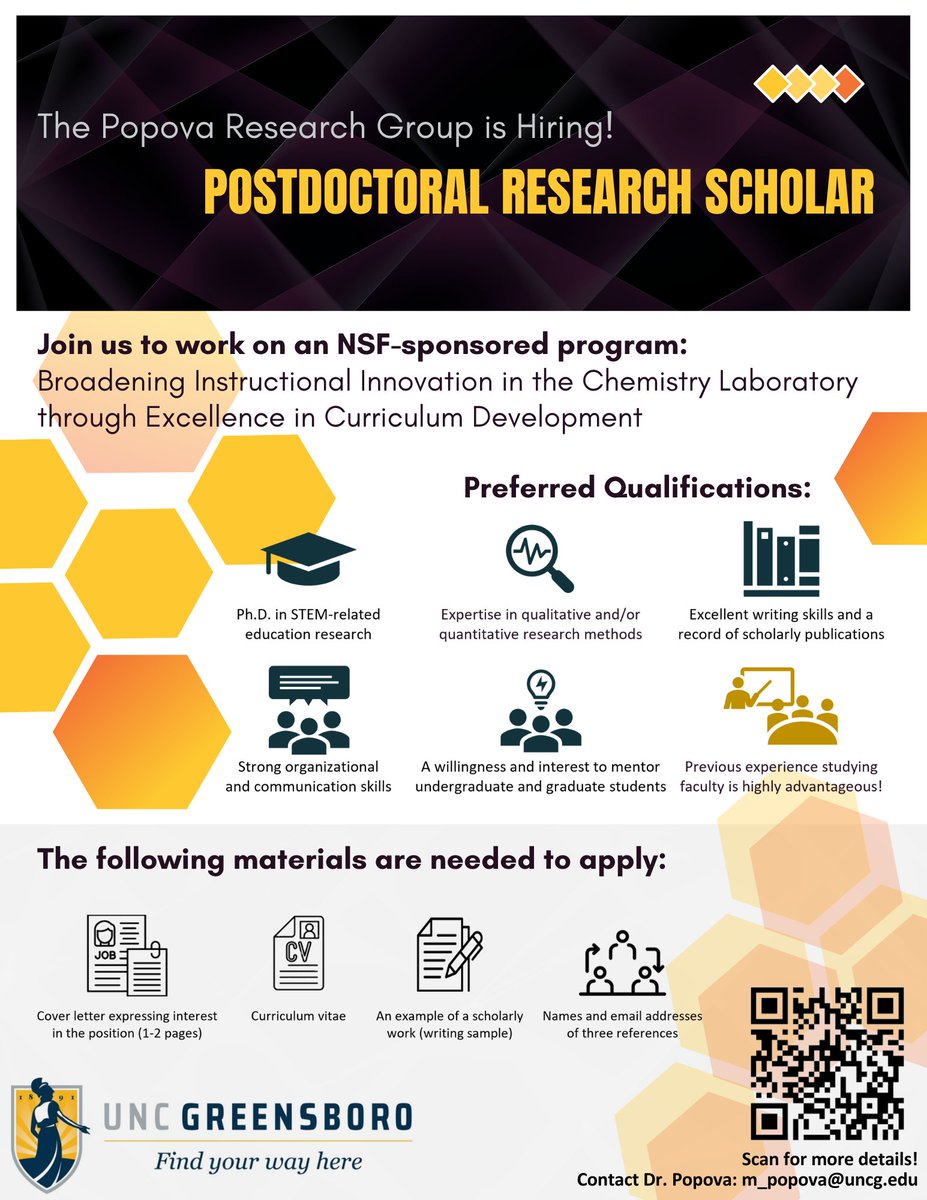 Maia Popova, PhD (@maia_popova) on Twitter photo Postdoc job opportunity alert! 🌟 Note that the dates in the official posting are outdated. The new start date is Spring or Summer 2025. Apply by September 9, 2024 🚀 spartantalent.uncg.edu/postings/28646 Postdoc job opportunity alert! 🌟 Note that the dates in the official posting are outdated. The new start date is Spring or Summer 2025. Apply by September 9, 2024 🚀 spartantalent.uncg.edu/postings/28646