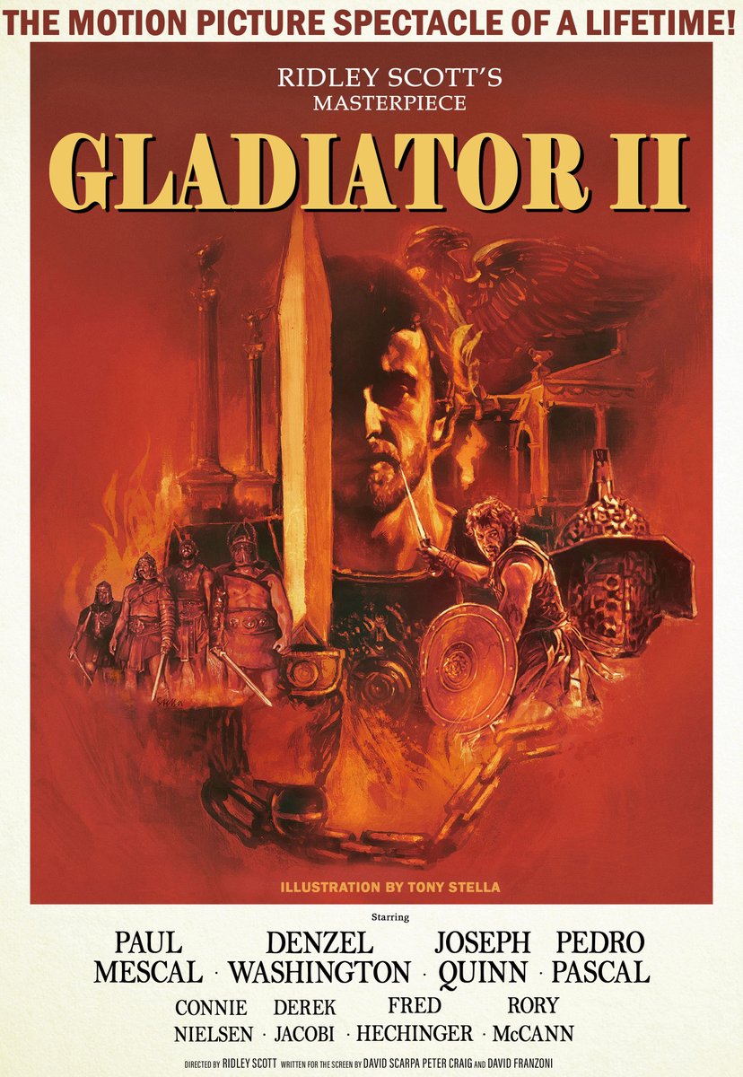 jacobpking's tweet photo. I couldn't resist. 1950s Historical epic poster!⚔️

#Gladiator2 https://t.co/Uyzu52R9ZV