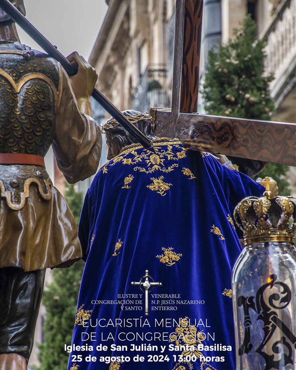 El próximo domingo 25 de agosto y último de mes, tendrá lugar a las 13:00 en la Iglesia de San Julián y Santa Basilisa la eucaristía mensual de la Congregación.

Esperamos contar con tu presencia.
