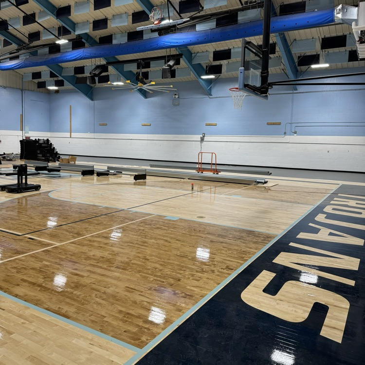 TriopiaCUSD27's tweet photo. Attached are photos of the progress in the HS gym. Our tentative goal is to have everything finished before the home volleyball game on 9/17. We are excited to share the culmination of this project that will serve our students and community for years to come. #triopia https://t.co/s2VoGePx5x