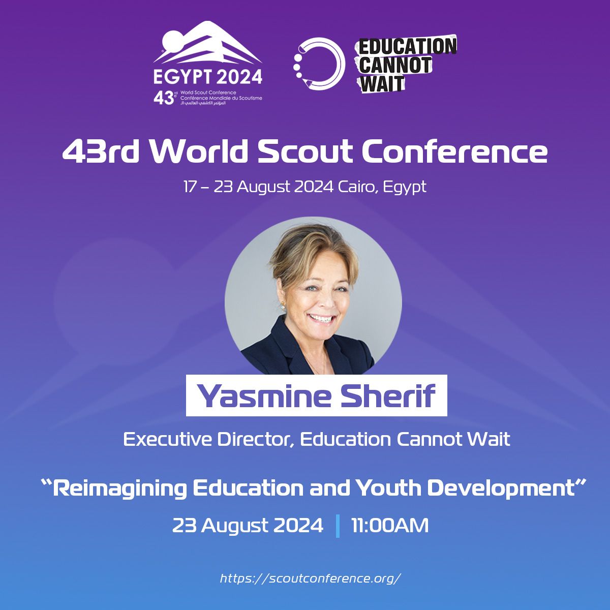Education Cannot Wait (@educannotwait) on Twitter photo 📢Happening tomorrow!
<a href="/EduCannotWait/">Education Cannot Wait</a> ExDir <a href="/YasmineSherif1/">Yasmine Sherif</a> will take the stage at the 43rd @ScoutConf⚜️ to discuss how #education & #CSOs can equip young people w/the skills to tackle the challenges facing society & our 🌎!
🗓️August 23
⏰11 am EEST
💻scoutconference.org 📢Happening tomorrow!
<a href="/EduCannotWait/">Education Cannot Wait</a> ExDir <a href="/YasmineSherif1/">Yasmine Sherif</a> will take the stage at the 43rd @ScoutConf⚜️ to discuss how #education & #CSOs can equip young people w/the skills to tackle the challenges facing society & our 🌎!
🗓️August 23
⏰11 am EEST
💻scoutconference.org