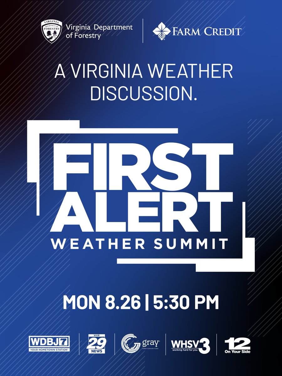 We're only four days out from the First Alert Weather Summit. Tune into WHSV this Monday, Aug. 26 at 5:30 p.m. to watch WHSV's <a href="/WeatherAubs/">Aubrey Urbanowicz</a> and other Virginia meteorologists discuss the latest weather trends happening across the state.