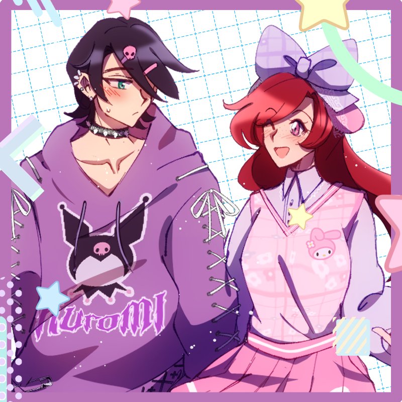 Hibarinrinrin's tweet photo. Kuromi Boyfriend and Mymelo Girlfriend 💜🩷 https://t.co/0er8xuf17k