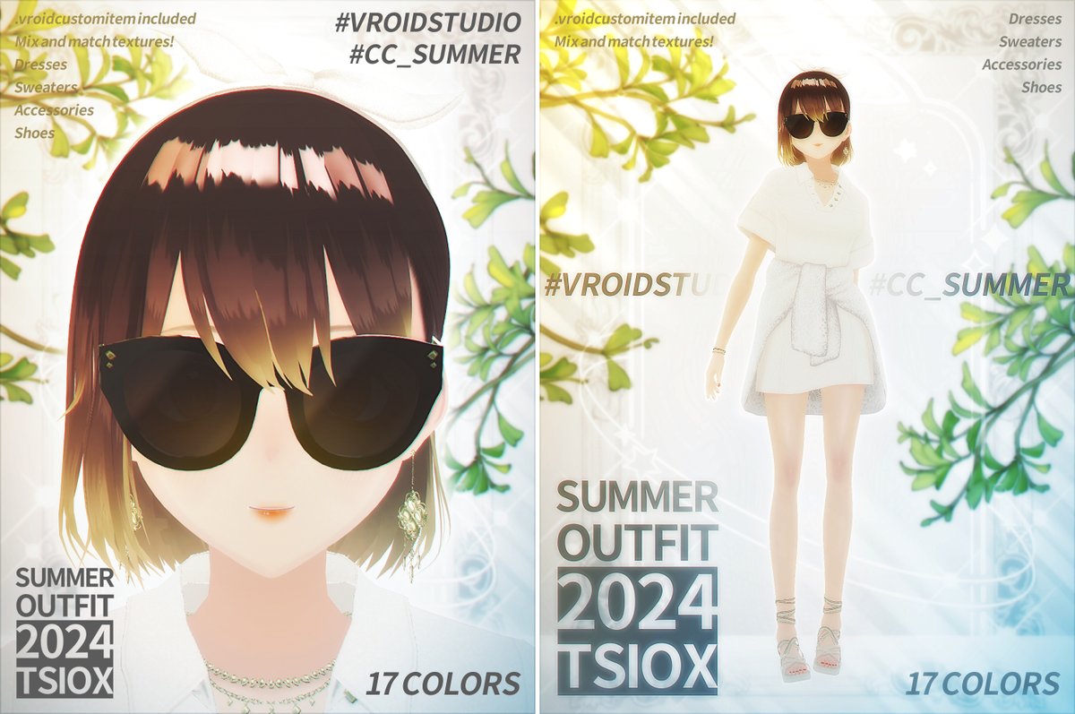 TSIOX's tweet image. 🎊【VRoid】2024's #CC_Summer Summer Outfit【17 Colors】

Includes in various colors: 
Dress, Sweater, Shoes, Accessories

📥 tsiox.booth.pm/items/6032614

🔎 hub.vroid.com/characters/135…

#booth_pm #VRoidHub #VRoid #VRoidSTYLE #Vroidファッション