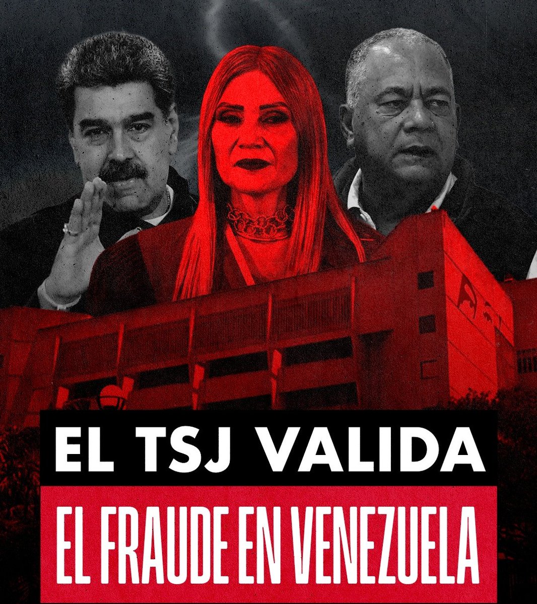 El TSJ no es independiente, recibe órdenes de Maduro y su función constitucional ha sido erosionada.

Su sentencia consolida el fraude electoral, desconociendo la voluntad de millones que eligieron volver a la democracia. 

La comunidad internacional debe desconocer esta