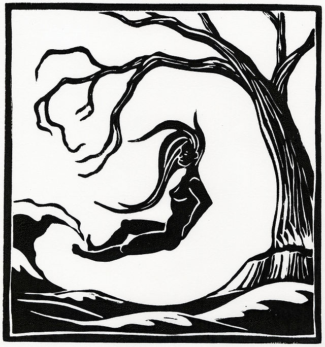 Hey it's World Folklore Day! Let's talk about Orithyia seized by Boreas. #prints #linocut #printmaking #mythology #blackandwhite #linoprint #reliefprint #fantasyart