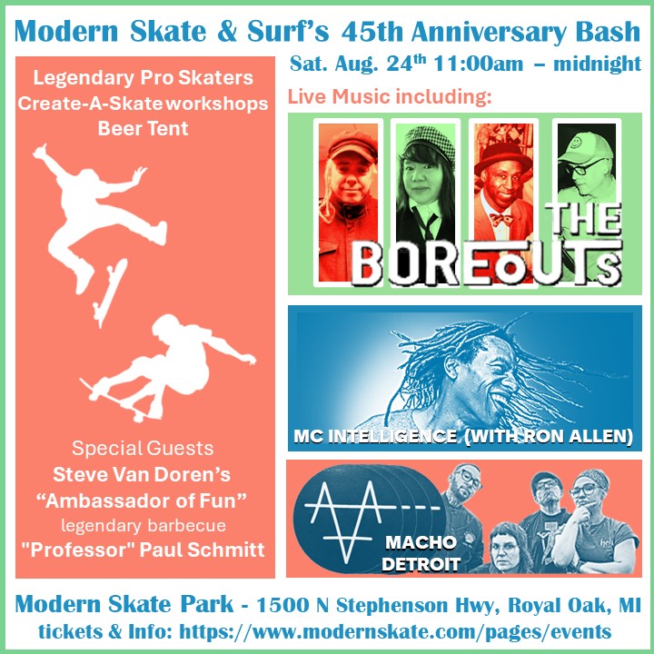 Don't forget! This Saturday, August 24th, Legends, Music, BBQ, and Skateboard Culture: Modern Skate and Surf's (<a href="/ModernSkate/">Modern Skate & Surf</a>) 45th Anniversary Bash! The fun starts at 11am! Come say hi to #TheBoreouts!

Tickets &amp; Info: modernskate.com/pages/events