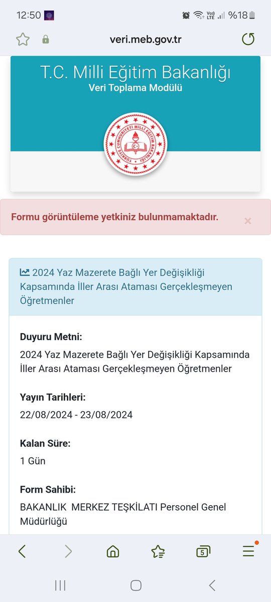 eminemunlu's tweet photo. @mebpgm Sistem bizi Kabul etmiyor. İL DISI MAZERET https://t.co/3L9FxPfxki