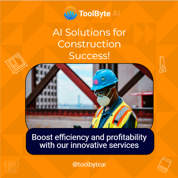 ToolByteAI's tweet image. Are outdated processes slowing your construction business down? Embrace AI automation to stay ahead! From Autonomous Agents to optimized workflows, our solutions are built for contractors like you. 🚀

#AIforContractors #ConstructionTech #ToolByteAI