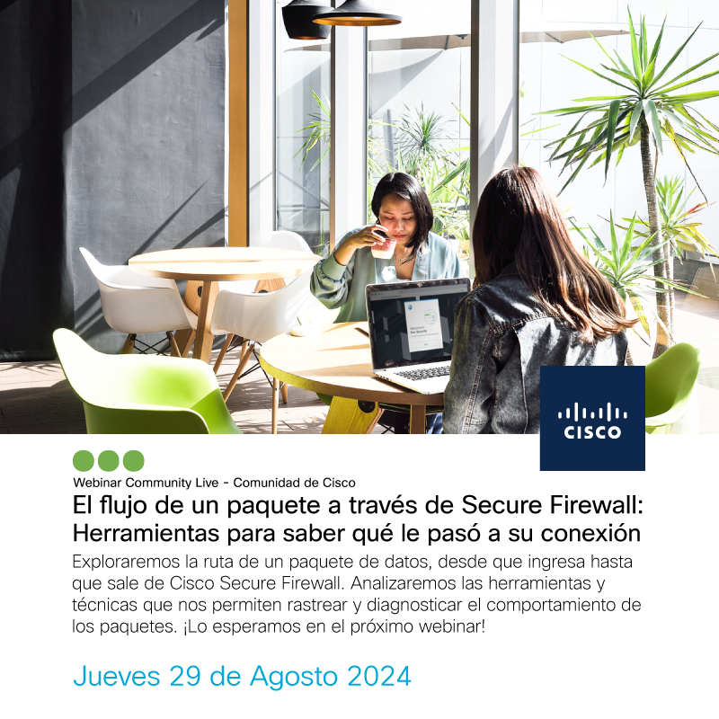 gentrificarNo's tweet photo. 📆 Jueves 29 Agosto 🖥️ #CiscoSecure: Herramientas para saber ¿Qué le pasó a su Conexión? 🕵️♂️ Ver para Aprender | Inscríbase 👉 https://t.co/NVfqoMkhj8
Expertos: Armando Lozada y Enrique Ruiz de #CiscoTAC
#CommunityLive en español ✅
@CiscoCommunity https://t.co/Mt7uLoU9sp