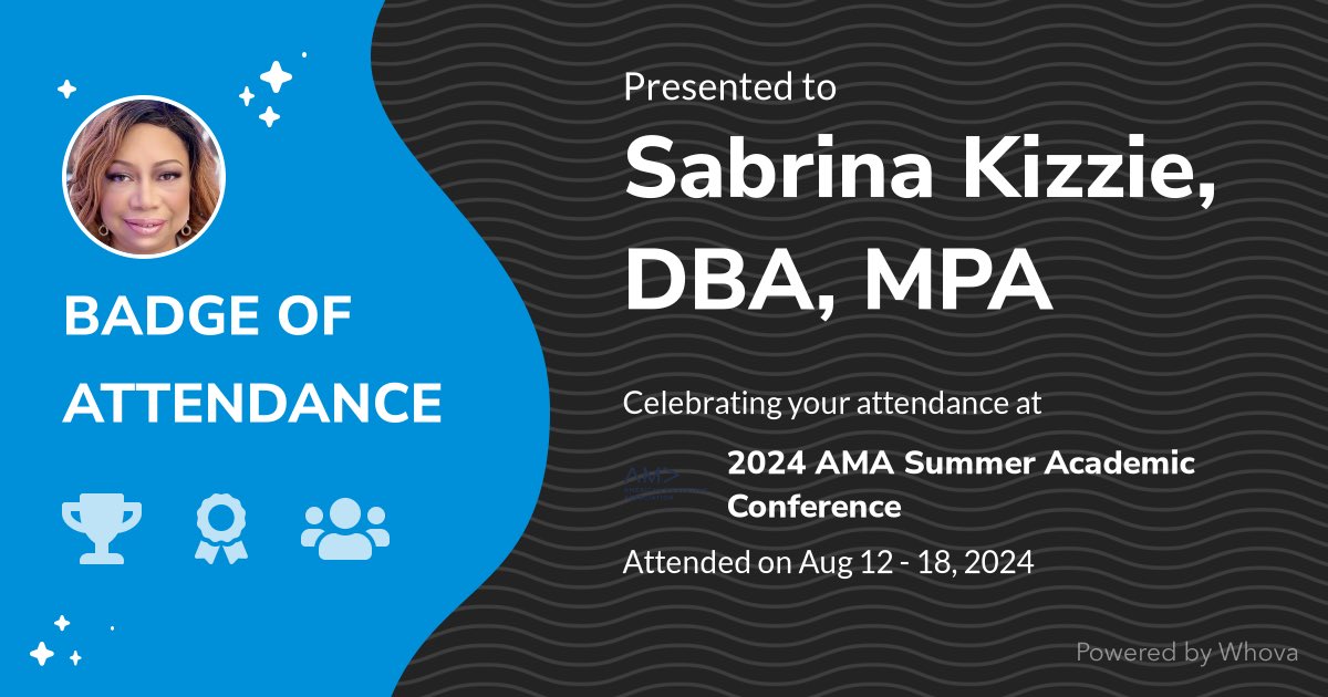 sabrinaonmove's tweet photo. 🎉 Just had an incredible experience attending 2024 AMA Summer Academic Conference! 🎉  - via #Whova event app https://t.co/waIPGLJ6TO