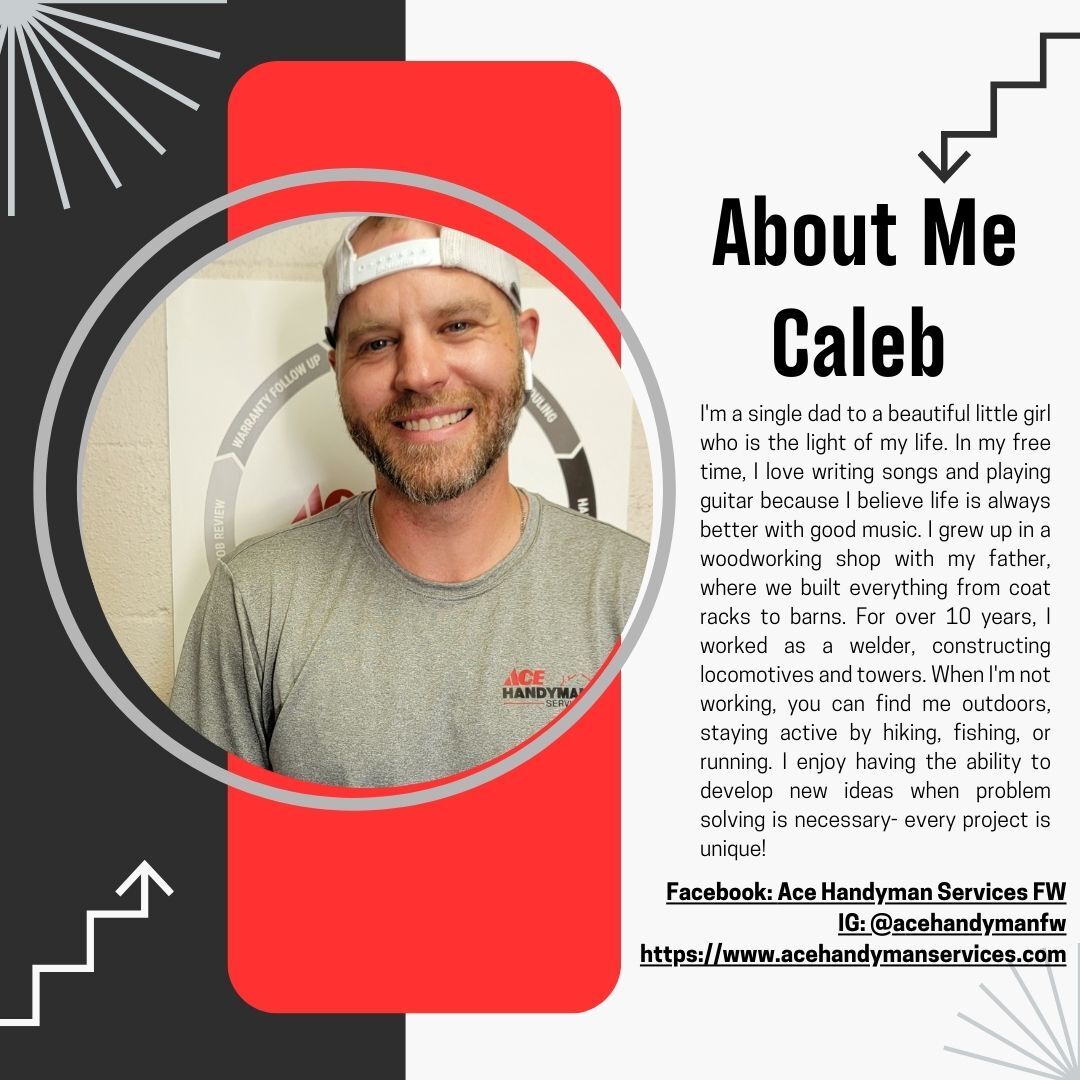 HandymanFW's tweet photo. 🌟 Rockstar Thursday Spotlight: Meet Caleb! 🌟

If you've ever taken a look at our Google reviews, there is no doubt you've seen Caleb's name pop up. He's truly a 5 star rockstar! When he’s not busy making your home perfect, Caleb’s probably strumming his guitar, crafting a... https://t.co/9Ez0cyddZJ