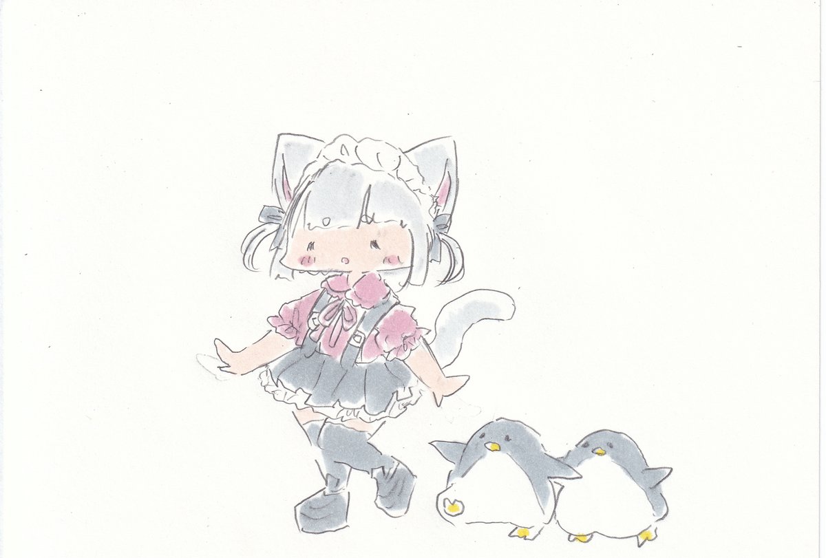「地雷ちゃんとぺんぺん。#イラスト #女の子イラスト #ケモミミ 」|けだまのイラスト