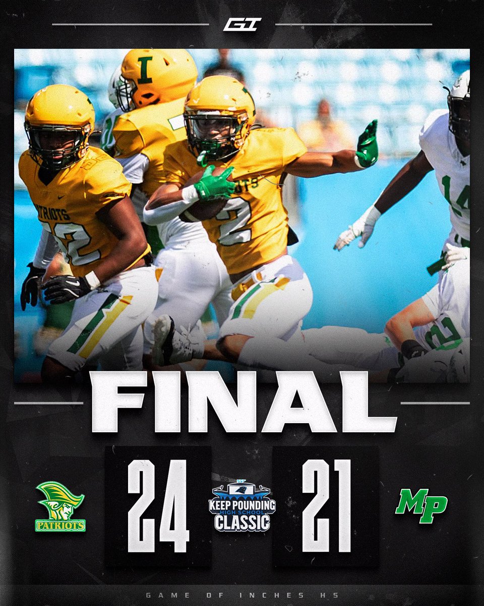 Game of Inches-High School Sports (@gameofincheshss) on Twitter photo FINAL: <a href="/BigIFootball/">Independence FB</a> & <a href="/JonesJayden21/">Jayden Jones</a> kickoff the season with a HOT start, fending off Myers Park in the Keep Pounding Classic, 24-21🏈
Jayden Jones led the Patriots with 2 rushing TDs🔥 FINAL: <a href="/BigIFootball/">Independence FB</a> & <a href="/JonesJayden21/">Jayden Jones</a> kickoff the season with a HOT start, fending off Myers Park in the Keep Pounding Classic, 24-21🏈
Jayden Jones led the Patriots with 2 rushing TDs🔥
