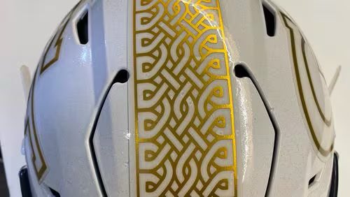 UNISWAG's tweet photo. The helmets for @GeorgiaTechFB to wear in Ireland.

#uniswag https://t.co/eu84yghwBh